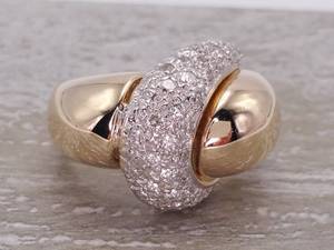 lot 13 image: .70 Carat Custom Crossover Pave Set Diamond Swirl Ring in Two-Toned 18k Gold