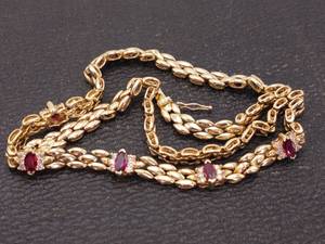 lot 14 image: Designer 2.05 Carat Natural Ruby and Diamond Estate Necklace in 14k Gold