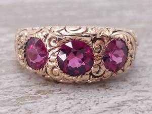 lot 31 image: Antique 1.30 Carat Raspberry Tourmaline Ring in Scrolling 14k Gold