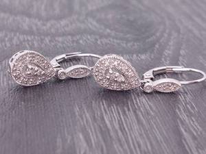 lot 40 image: 12 Carat Diamond Teardrop Dangle Earrings in White Gold