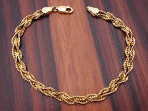 lot 52 image: Wishbone Twisted Weave Link Bracelet in Yellow Gold