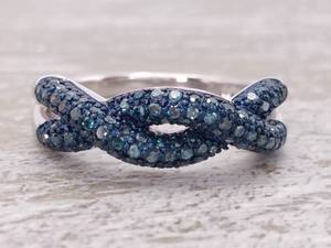lot 58 image: 12 Carat Blue Natural Diamond Twist Estate Ring