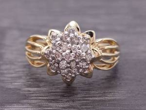 lot 63 image: .46 Carat Diamond Cluster Estate Ring in Yellow Gold