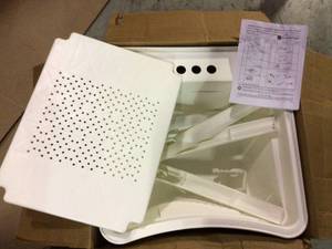 lot 2 image: All-in-One 24 in. x 24 in. 20 Gal. Freestanding Laundry Tub in White, with Non-Metallic Pull-Out Faucet in Chrome by Glacier Bay Customer Returns See Pictures