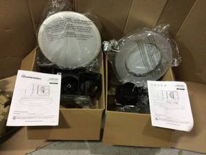 lot 17 image: Decorative Brushed Nickel 80 CFM Ceiling Mount Bathroom Exhaust Fan with LED Light by Tosca &nbspCustomer Returns See Pictures