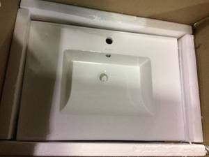 lot 18 image: Voltaire 31 in. Vanity Top in Glossy White with 1-Basin by Swiss Madison &nbspCustomer Returns See Pictures