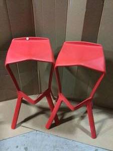lot 23 image: Aspect 32 in. Red Modern Plastic Bar Stool (Set of 2) by Mod Made &nbspCustomer Returns See Pictures
