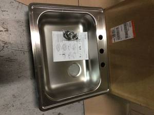 lot 36 image: 20 in.Drop-In Stainless Steel 3-Hole Single Bowl Kitchen Sink by Elkay &nbspCustomer Returns See Pictures