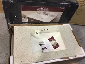 lot 65 image: 37 in. W Engineered Stone Single Vanity Top in Sparkling White with White Sink &nbspCustomer Returns See Pictures