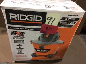 lot 91 image: 9 Gal. 4.25-Peak HP NXT WetDry Shop Vacuum &nbspCustomer Returns See Pictures