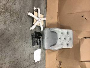 lot 108 image: Tufted Gray Velvet swivel Office Chair with Adjustable Height and Silver legs by Boyel Living (new) review pictures