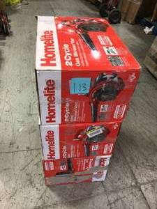lot 113 image: 150 MPH 400 CFM 26cc Gas Handheld Blower Vacuum by Homelite (lot of 3) review pictures