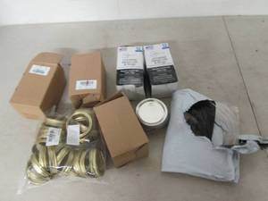 lot 15 image: lot of canning lids,rings and beesw...