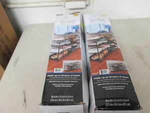 lot 48 image: 2 4- tier adjustable shoe racks ope...