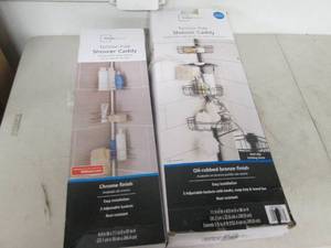 lot 49 image: 2 tension pole shower caddys open b...