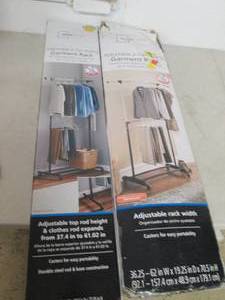 lot 50 image: 2 adjustable 2-tier rolling garment...