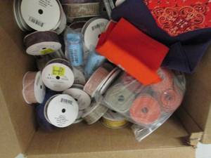 lot 52 image: box of ribbon and burlap ribbon ...