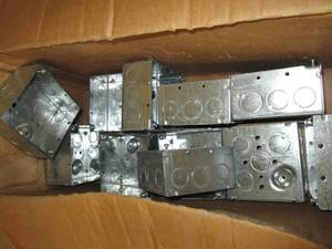 lot 84 image: box of 11 metal electrical boxes, 4...