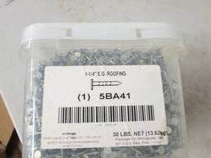 lot 107 image: bucket of roofing nails 30lbs 1-14...