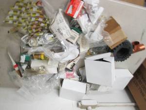 lot 112 image: box of nuts , bolts, metal fittings...