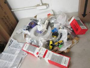 lot 114 image: box of hose, fittings, tape fuse ho...