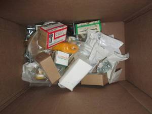 lot 135 image: box of nuts, bolts, screws , headli...