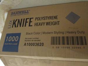 lot 248 image: case of 1000 black plastic knifes h...