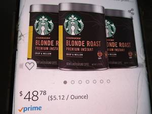 3 jars of Starbucks Blonde Roast...