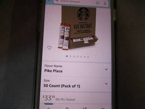 50 Starbucks Via Instant Pike Place...