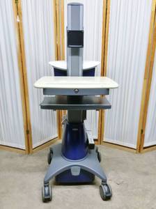 lot 5 image: WOW MSRP $4000 Ergotron StyleView Industrial Grade Mobile Laptop Or Stand UpSit Computer Workstation Height Adjustable Platform Medical COW Cart - Electronics Not Included No Key
