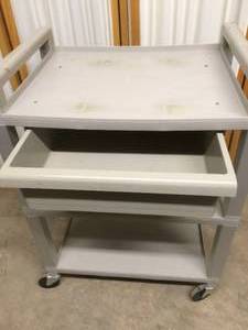 lot 13 image: 3-Shelf Utility Cart with Drawer and Side Handles
