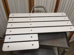 lot 17 image: Bathtub Table On # Shelf Stainless Steel Cart - Top Shelf Bent On Cart