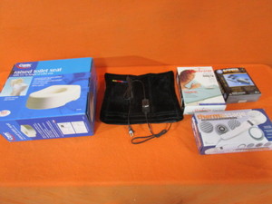 lot 119 image: (New) Raised Toilet Seat, Heating Pads, Massager, Clipper