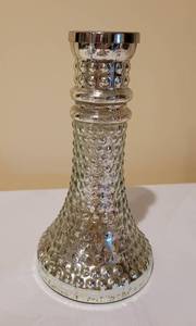 lot 3 image: Silver Toned Vase and Candleholder Set