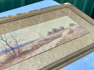 lot 63 image: Antique Framed Watercolor Landscape Painting
