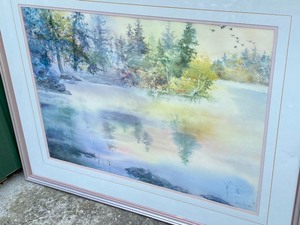 lot 70 image: Framed Watercolor Landscape Scene by Anne Feider