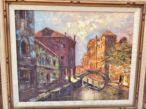 lot 103 image: Framed Scenic Venice Oil on Canvas