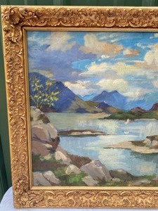 lot 104 image: Framed Painting of Scotland Mountains The Cullins