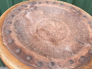 lot 123 image: Vintage Stool with Leather Top