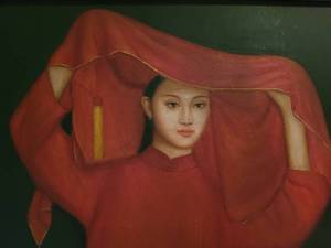 lot 184 image: Gorgeous Asian Female Framed Painting