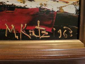 lot 189 image: Vintage Morris Katz Autumn Reflection  Framed Oil Painting