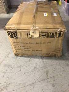 lot 6 image: Highland Point Black Pewter Aluminum Outdoor Patio Rocking Lounge Chair with Pewter Gray Cushion (2-Pack) by Hampton Bay (good condition ) see all pictures