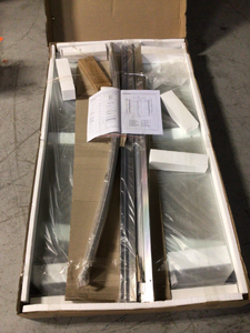 lot 12 image: Ovation 60 in. x 58 in. Framed Sliding TubShower Door in Satin Nickel by American Standard (good condition) see pictures