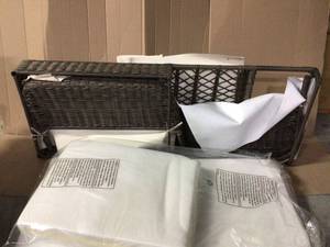 lot 15 image: Cambridge Brown Wicker Outdoor Patio Chaise Lounge with  bare Cushions (new) see pictures