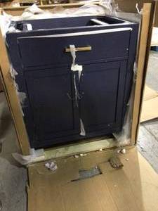 lot 21 image: Ivy 30 in. Bath Vanity in Royal Blue with Carrara Marble Vanity (Top not included) review all pictures