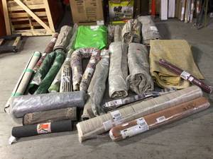 lot 23 image: Pallet of assorted Rugs (various conditions and sizes) review all pictures (count of 20)