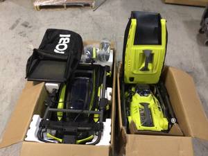 lot 38 image: 16 in. 13 Amp Corded Electric Walk Behind Push Mower by RYOBI (good condition) review all pictures