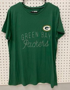 lot 13 image: NFL Green Bay Packers Womens Sewn Script Short Sleeved Shirt Size 2XL