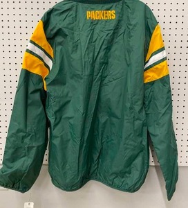 lot 17 image: NFL Team Apparel Green Bay Packers Pull-Over Windbreaker Jacket Shirt Mens M