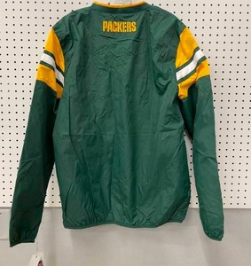 lot 78 image: NFL&nbspTeam Apparel Green Bay Packers Pull-Over Windbreaker Jacket Shirt Mens L. 